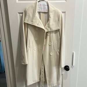 Guess Cream Double-Breasted Pea Coat